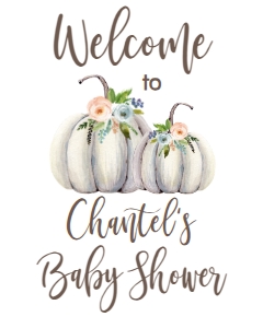 BSS Peach Floral Pumpkin Swag Baby Welcome Sign 8x10 design preview