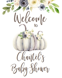 BSS Blue Floral White Pumpkin Welcome Sign 8x10 design preview