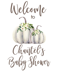 BSS Greenery Floral White Pumpkin Welcome Sign 8x10 design preview