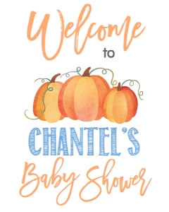 BSS Blue Pumpkin Welcome Sign 8x10: Baby Shower Blue Pumpkin Banner