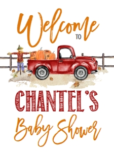 BSS Red Truck Pumpkin Welcome Sign 18x24: BSS Red Truck Pumpkin Welcome Sign 8x10