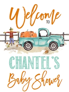 BSS Mint Truck Pumpkin Welcome Sign 18x24: BSS Mint Pumpkin Truck Welcome Sign 8x10