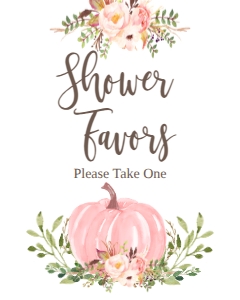 BSS Pink Pumpkin Floral Shower Favors Sign: BSS Floral Pink Pumpkin Welcome Sign 8x10