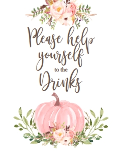 BSS Pink Pumpkin Floral Drinks Sign: BSS Floral Pink Pumpkin Welcome Sign 8x10
