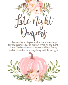 BSS Pink Pumpkin Floral Late Night Diapers Sign: BSS Floral Pink Pumpkin Welcome Sign 8x10