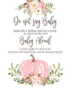 BSS Pink Pumpkin Floral Don't Say Baby Sign: BSS Floral Pink Pumpkin Welcome Sign 8x10