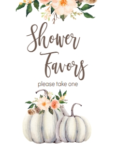 BSS Boho Fall Floral Pumpkin Shower Favors Sign: BSS Boho Pumpkin Welcome Sign 8x10