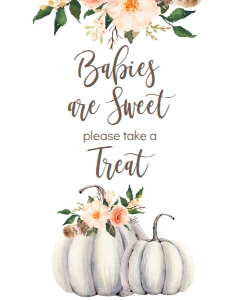 BSS Boho Fall Floral Pumpkin Sweet Treat Sign: BSS Boho Pumpkin Welcome Sign 8x10