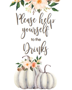 BSS Boho Fall Floral Pumpkin Drinks Sign: BSS Boho Pumpkin Welcome Sign 8x10
