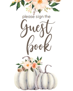 BSS Boho Fall Floral Pumpkin Guest Book Sign: BSS Boho Pumpkin Welcome Sign 8x10