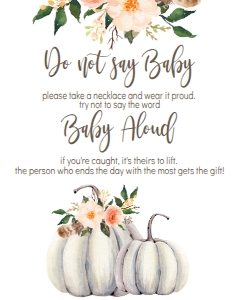 BSS Boho Fall Floral Pumpkin Don't Say Baby Sign: BSS Boho Pumpkin Welcome Sign 8x10