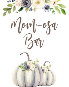 BSS Blue Floral White Pumpkin Mom-osa Bar Sign design preview