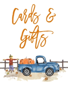 BSS Light Blue Truck Pumpkin Cards and Gifts Sign: BS Light Blue Truck Pumpkin Welcome Sign 8x10