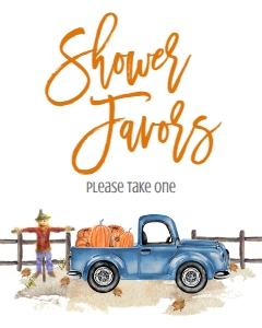 BSS Light Blue Truck Pumpkin Shower Favors Sign: BS Light Blue Truck Pumpkin Welcome Sign 8x10