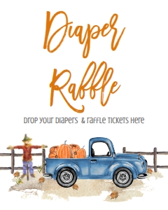 BSS Light Blue Truck Pumpkin Diaper Raffle Sign: BS Light Blue Truck Pumpkin Welcome Sign 8x10