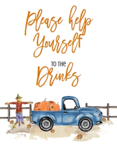BSS Light Blue Truck Pumpkin Drinks Sign: BS Light Blue Truck Pumpkin Welcome Sign 8x10