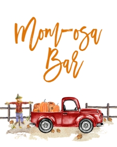 BSS Red Truck Pumpkin Mom-osa Bar Sign: BSS Red Truck Pumpkin Welcome Sign 8x10