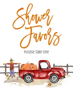 BSS Red Truck Pumpkin Shower Favors Sign: BSS Red Truck Pumpkin Welcome Sign 8x10