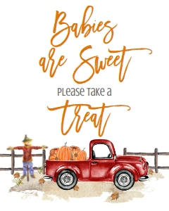 BSS Red Truck Pumpkin Sweet Treat Sign: BSS Red Truck Pumpkin Welcome Sign 8x10