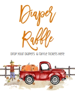 BSS Red Truck Pumpkin Diaper Raffle Sign: BSS Red Truck Pumpkin Welcome Sign 8x10
