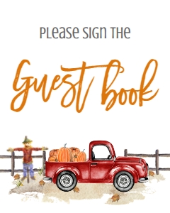 BSS Red Truck Pumpkin Guest Book Sign: BSS Red Truck Pumpkin Welcome Sign 8x10