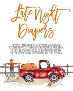 BSS Red Truck Pumpkin Late Night Diapers Sign: BSS Red Truck Pumpkin Welcome Sign 8x10