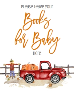 BSS Red Truck Pumpkin Books for Baby Sign: BSS Red Truck Pumpkin Welcome Sign 8x10