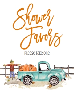BSS Mint Truck Pumpkin Shower Favors Sign: BSS Mint Pumpkin Truck Welcome Sign 8x10