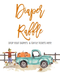 BSS Mint Truck Pumpkin Diaper Raffle Sign: BSS Mint Pumpkin Truck Welcome Sign 8x10