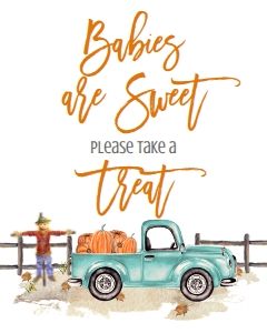 BSS Mint Truck Pumpkin Sweet Treat Sign: BSS Mint Pumpkin Truck Welcome Sign 8x10