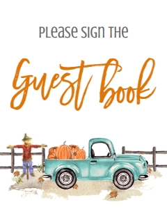 BSS Mint Truck Pumpkin Guest Book Sign: BSS Mint Pumpkin Truck Welcome Sign 8x10