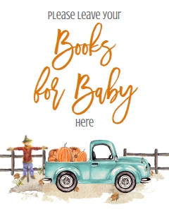 BSS Mint Truck Pumpkin Books for Baby Sign: BSS Mint Pumpkin Truck Welcome Sign 8x10