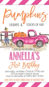 Fall Truck Hot Pink Phone Birthday: Birthday Pink Pumpkin Truck