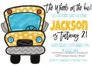 Birthday Bus Invite design preview