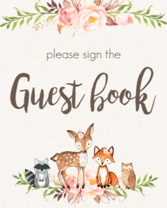 BSS Woodland Floral Pink Guest Book: BSS Woodland Pink Floral Welcome