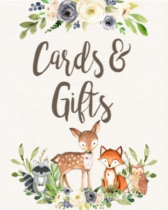 BSS Woodland Animals Blue Cards and Gifts: BSS Woodland Animals Floral Blue Welcome 8x10
