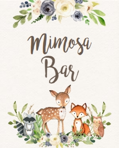 BSS Woodland Animals Blue Mimosa: BSS Woodland Animals Floral Blue Welcome 8x10