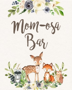 BSS Woodland Animals Blue Mom-osa: BSS Woodland Animals Floral Blue Welcome 8x10