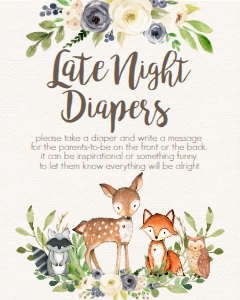 BSS Woodland Animals Blue Late Night Diapers: BSS Woodland Animals Floral Blue Welcome 8x10