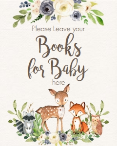 BSS Woodland Animals Blue Books for Baby: BSS Woodland Animals Floral Blue Welcome 8x10