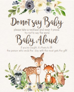 BSS Woodland Animals Blue Don't Say Baby: BSS Woodland Animals Floral Blue Welcome 8x10