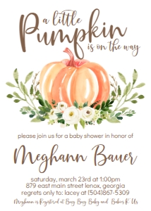 Baby Shower White Floral Little Pumpkin design preview
