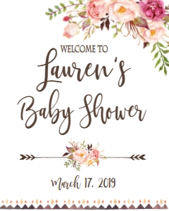 BSS BOHO pink floral welcome 8x10: Baby Shower Boho Pink Floral Sip & See