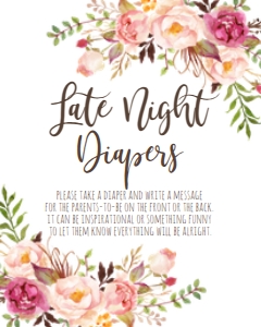 BSS BOHO pink floral late night diapers: BSS Boho Pink Floral Baby Shower