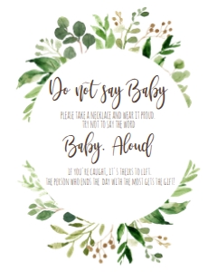 Greenery Don't Say Baby Sign: BSS Greenery Wreath Welcome Baby