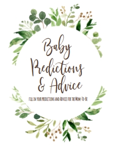 Greenery Predictions and Advice Sign: BSS Greenery Wreath Welcome Baby