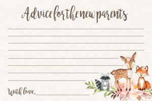 Baby Shower Game Woodland Pink Floral Advice Card 6x4: Baby Shower Woodland Pink Floral 534714723