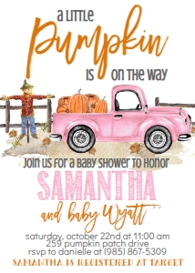 Baby Shower Pink Truck Pumpkin: Baby Shower Pink Truck Pumpkin