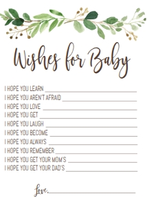 BS Games Greenery Wishes for Baby: Baby Shower Game Greenery Wishes for Baby
