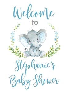 BSS Blue Elephant Welcome Sign 18x24: BSS Blue Elephant Welcome Sign 18x24